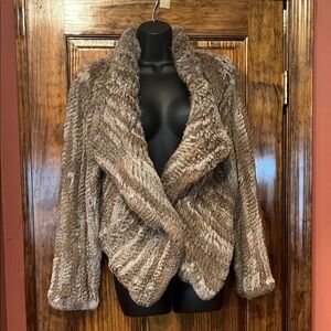 Elegant Brown Rex Fur Jacket